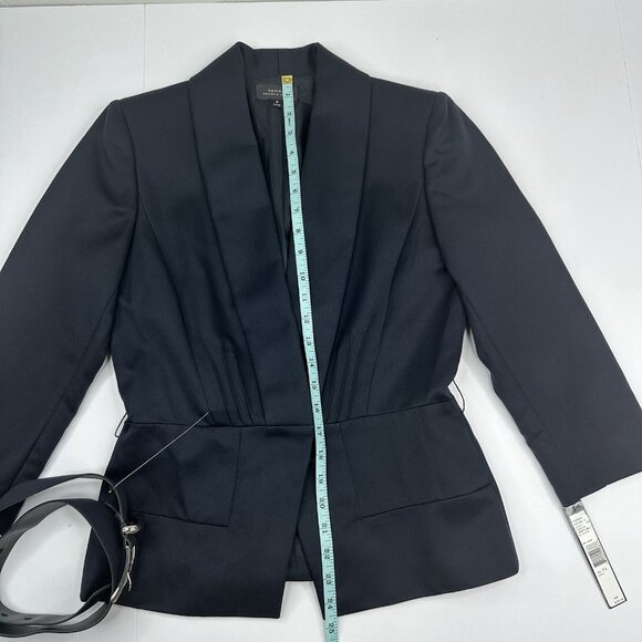 Tahari Women's NWT Admiral Navy Jocelyn Tencel Wool Belted Jacket 4/C35.25‎ - Picture 12 of 15